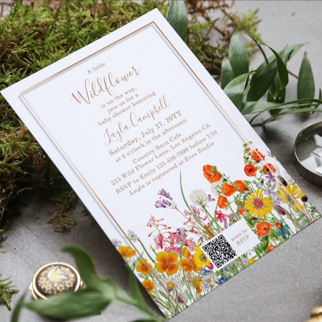 En liten WildblomBoho Girl Baby Shower Inbjudningar (Skapare uppladdad)