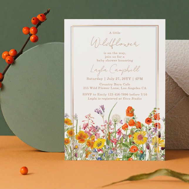 En liten WildblomBoho Girl Baby Shower Inbjudningar (Skapare uppladdad)