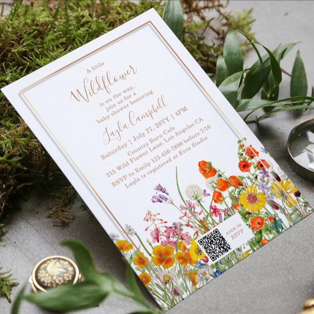 En liten WildblomBoho Girl Baby Shower Inbjudningar (Skapare uppladdad)