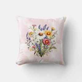 En liten WildblomBoho Modern Girl Baby Shower Kudde