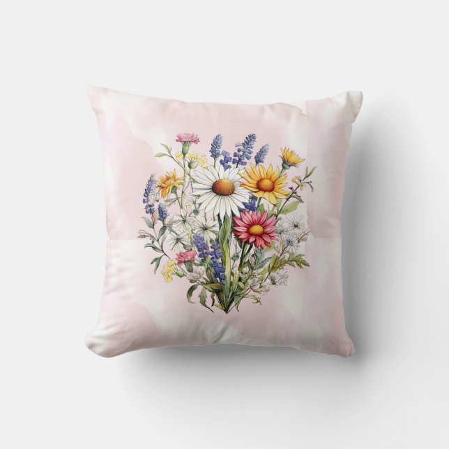 En liten WildblomBoho Modern Girl Baby Shower Kudde (Framsida)
