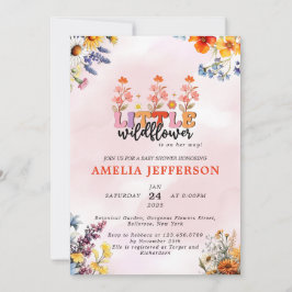 En liten WildblomBoho Nature Girl Baby Shower Inbjudningar