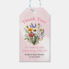 En liten WildblomBoho Nature Girl Baby Shower Presentetikett