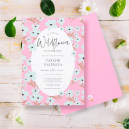En liten WildblomBoho Rosa Girl Baby Shower Inbjudningar