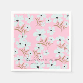 En liten WildblomBoho Rosa Girl Baby Shower Pappersservett