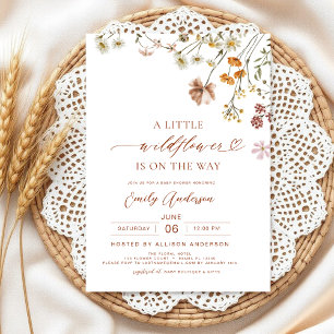 En liten WildblomBoho Terracotta Baby Shower Inbjudningar