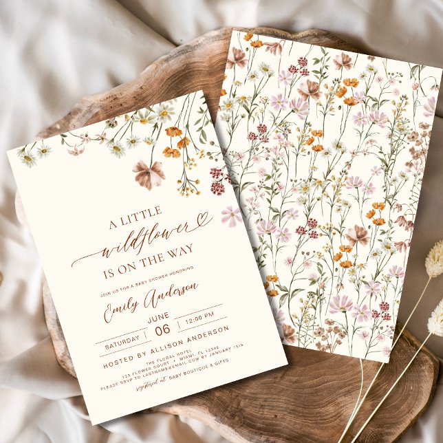 En liten WildblomBoho Terracotta Baby Shower Inbjudningar (Skapare uppladdad)