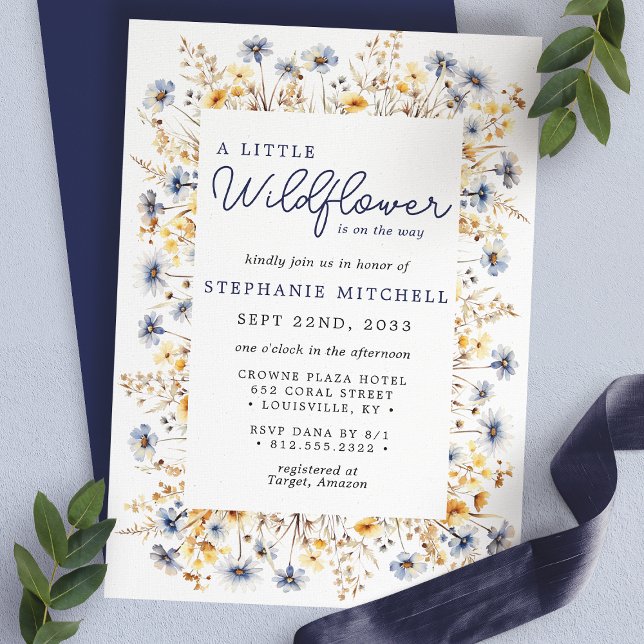 En liten WildblomBoho Watercolor Baby Shower Inbjudningar (Skapare uppladdad)