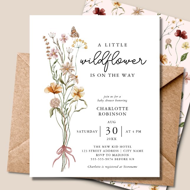 En liten Wildblomflicka Budget Baby Shower Inbjuda (Skapare uppladdad)