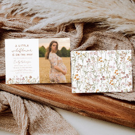 En liten Wildblomfoto Baby Shower Garden Inbjudningar