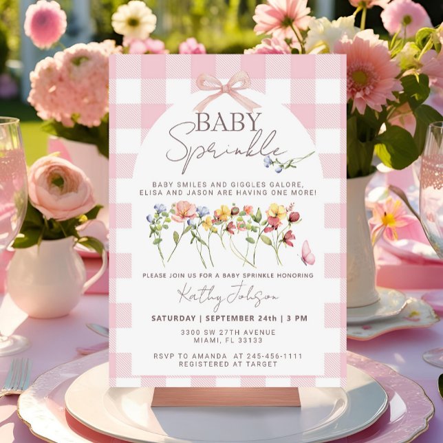 En liten WildblomGirl Bow Baby Sprinkle Inbjudningar (Skapare uppladdad)
