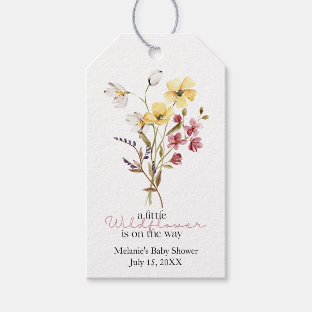 En liten Wildblomma är på Märkrn Way Shower Gift Presentetikett (Framsidan)