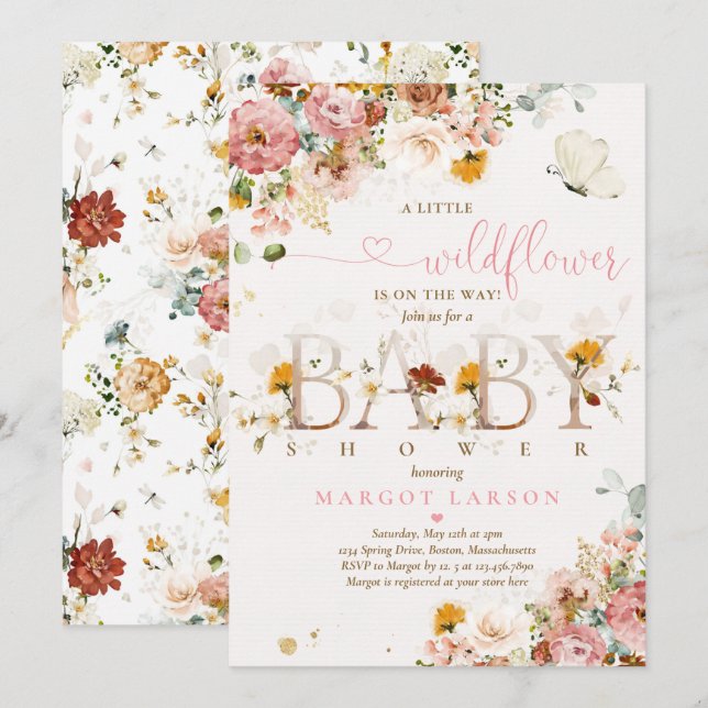 En liten Wildblomma är på väg att visa sig vara en Inbjudningar (Fram/baksida)