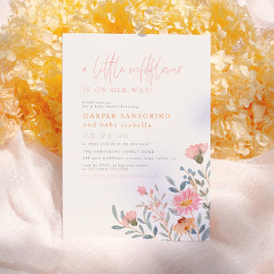 En liten Wildblomma är på väg mot Boho Baby Shower Inbjudningar
