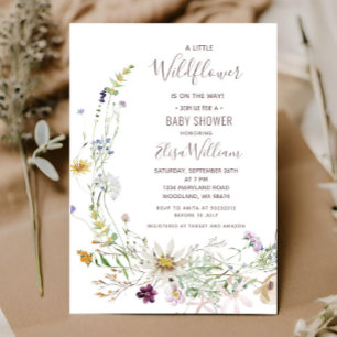 En liten Wildblomma är på väg som Baby Shower Inv Inbjudningar