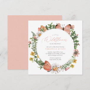 En liten Wildblomma är på Way Girl Baby Shower Inbjudningar