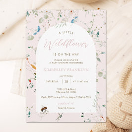 En liten Wildblomma Baby Bee Girl Baby Shower Invi Inbjudningar