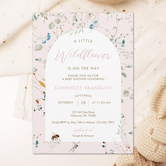 En liten Wildblomma Baby Bee Girl Baby Shower Invi Inbjudningar (Skapare uppladdad)
