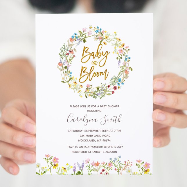 En liten Wildblomma Baby i Bloom Baby Shower Inbjudningar (Skapare uppladdad)