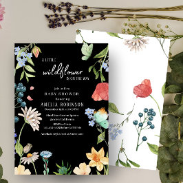 En liten Wildblomma Baby Shower Blue Inbjudningar