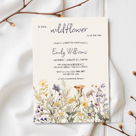 En liten Wildblomma Baby Shower Boho Blommigt Inbjudningar
