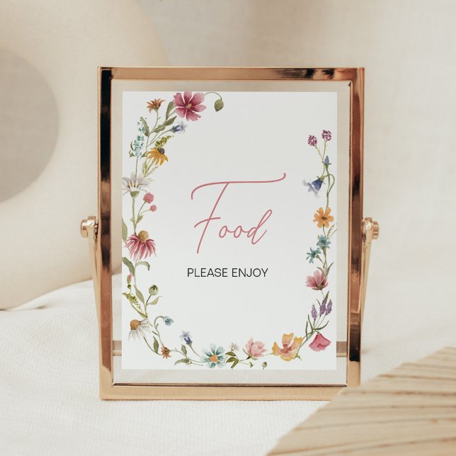 En liten Wildblomma Baby Shower Food Poster (Wildflower is on the way Baby Shower Food Sign)