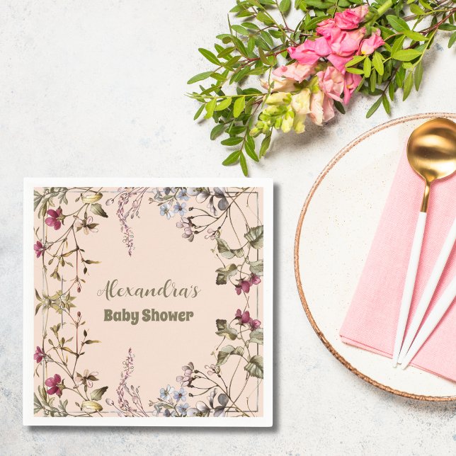 En liten Wildblomma Baby Shower Pappersservett (Skapare uppladdad)