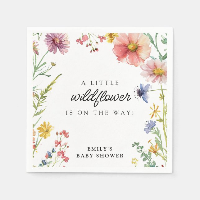 En liten Wildblomma Baby Shower Pappersservett (Framsidan)