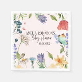 En liten Wildblomma Baby Shower Peach Pappersservett