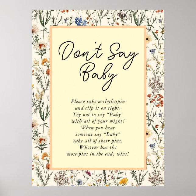 En liten Wildblomma Baby Shower Poster (Framsidan)