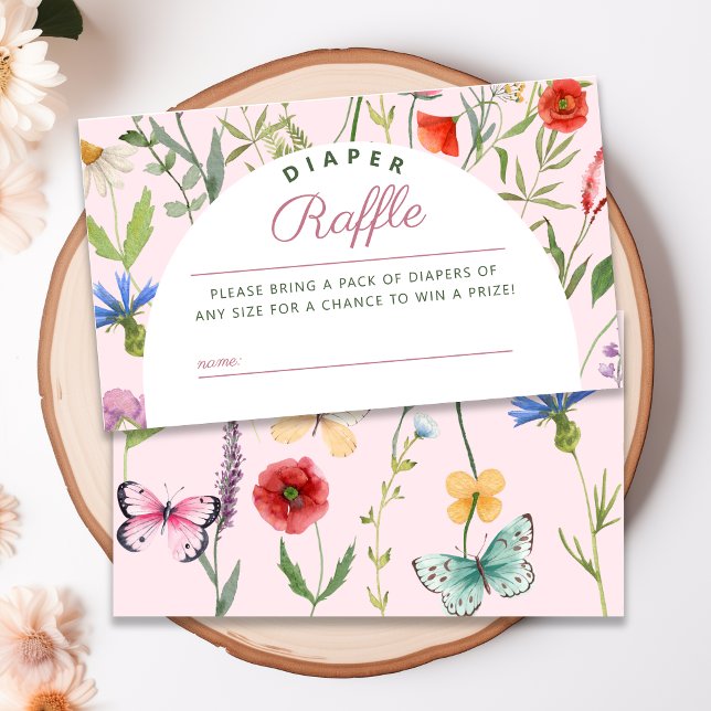 En liten Wildblomma Baby Shower Raffle Tilläggskort (A Little Wildflower Girl Baby Shower Diaper Raffle Enclosure Card)