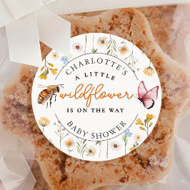 En liten Wildblomma Baby Shower Runt Klistermärke