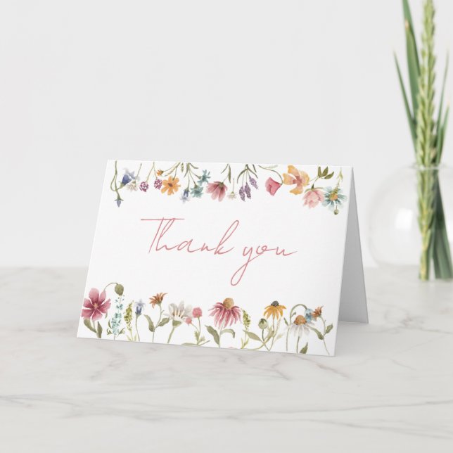 En liten Wildblomma Baby Shower Tack Kort (Framsida)