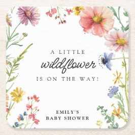 En liten Wildblomma Baby Shower Underlägg Papper Kvadrat