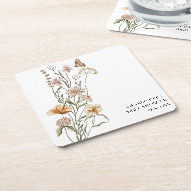 En liten Wildblomma Baby Shower Underlägg Papper Kvadrat (Vinklad)