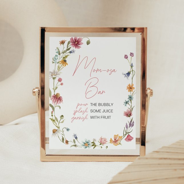 En liten Wildblomma Babyskare Mamma Osa Pub Poster (Wildflower is on the way Baby Shower Mom Osa Bar Sign)