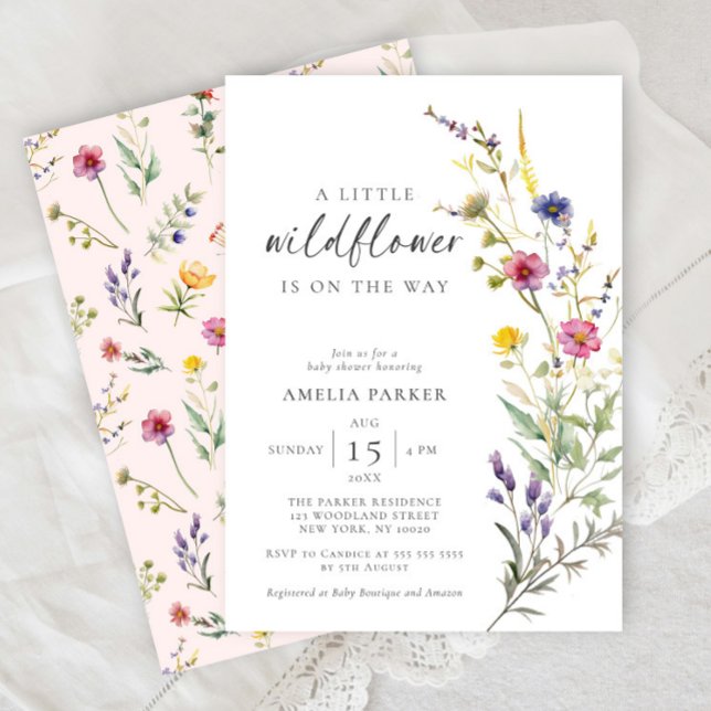 En liten Wildblomma Blommigt Baby Shower Inbjudningar (Skapare uppladdad)