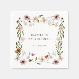 En liten Wildblomma Blommigt Baby Shower Pappersservett