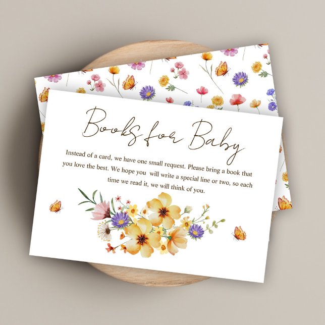 En liten Wildblomma Blommigt Baby Shower Tilläggskort (A Little Wildflower Floral Girl Baby Shower Enclosure Card)