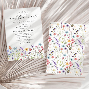 En liten Wildblomma Blommigt Garden Baby Shower Gi Inbjudningar