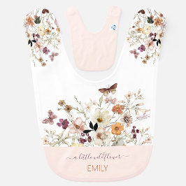 En liten Wildblomma Blommigt Namn Baby Bib Hakklapp