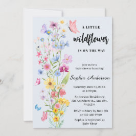 En liten Wildblomma Blue Baby Shower Inbjudningar