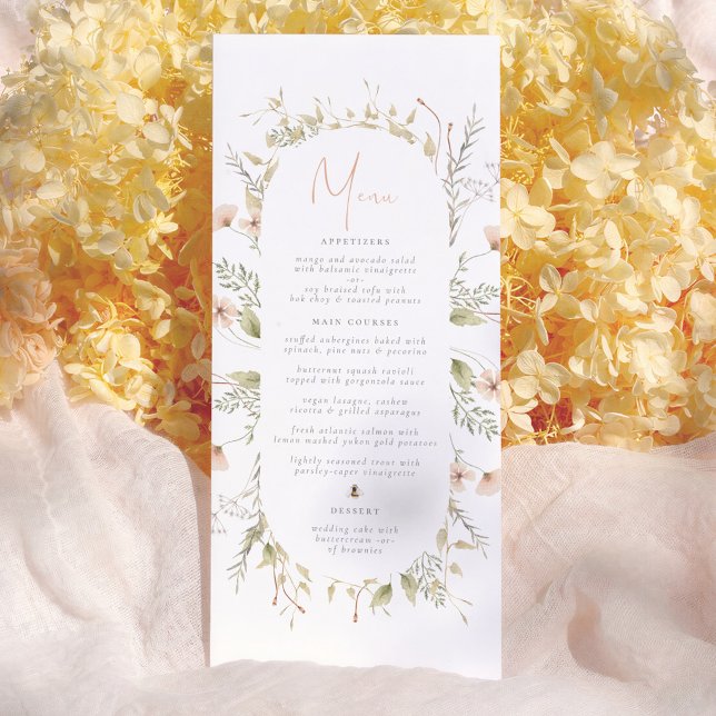 En liten Wildblomma Boho Bee Girl Baby Shower Menu Meny (Skapare uppladdad)