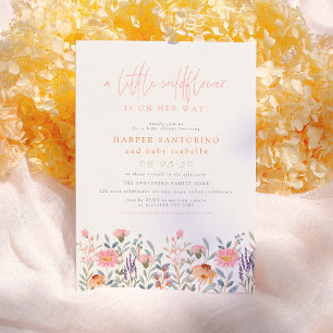 En liten Wildblomma Boho Flicka Baby Shower Inbjudningar