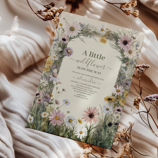 En liten Wildblomma Boho Nature Theme Baby Shower Inbjudningar (Skapare uppladdad)