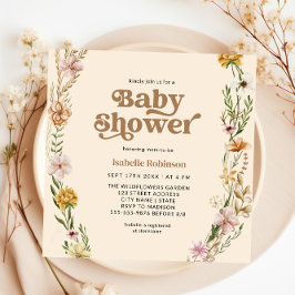 En liten Wildblomma Boho Nature Theme Baby Shower Inbjudningar