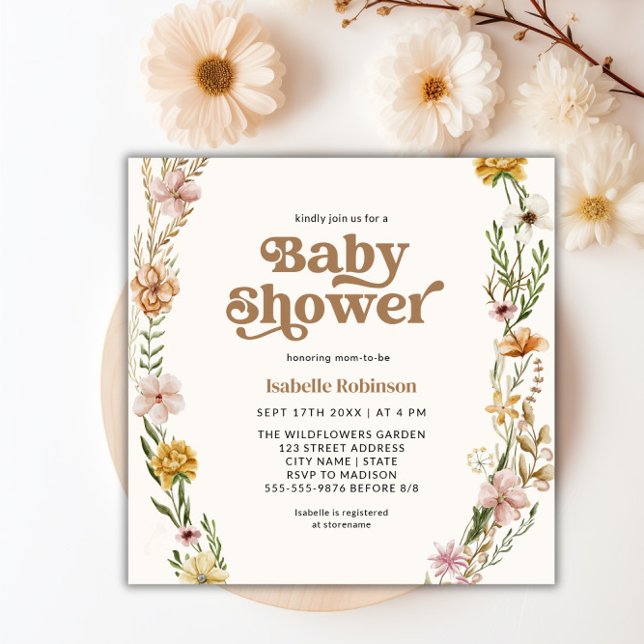 En liten Wildblomma Boho Nature Theme Baby Shower Inbjudningar (Skapare uppladdad)