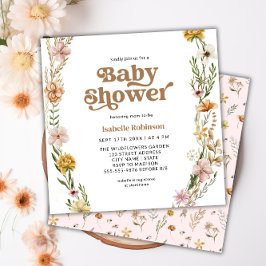 En liten Wildblomma Boho Nature Theme Baby Shower Inbjudningar