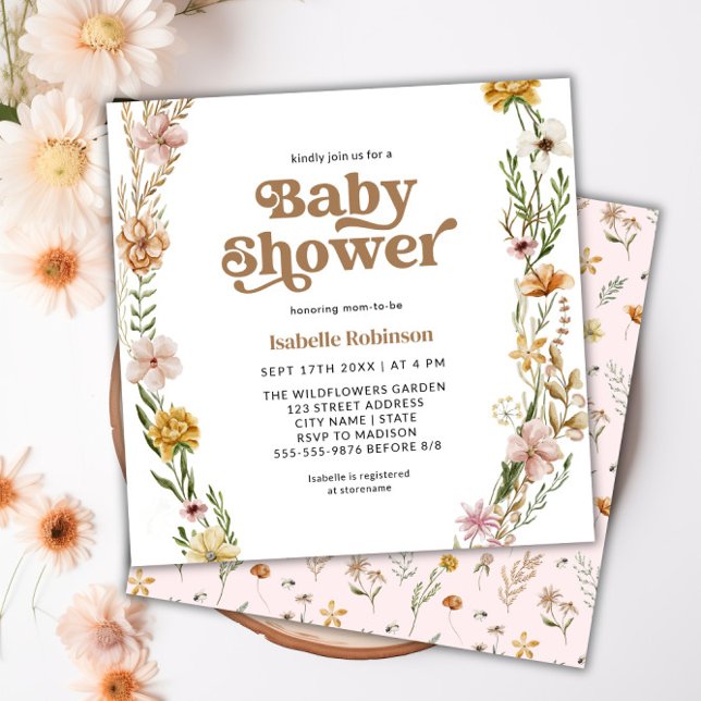 En liten Wildblomma Boho Nature Theme Baby Shower Inbjudningar (Skapare uppladdad)