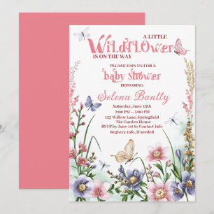 En liten Wildblomma Flicka Shower Watercolor Inbjudningar